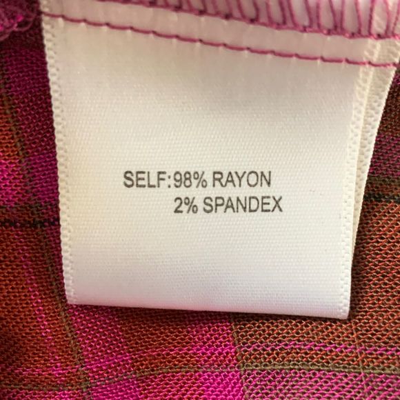Jane & Delancey Long Sleeve Top S Pink Navy Plaid Hi-Low Light Weight Flannel - Picture 11 of 12